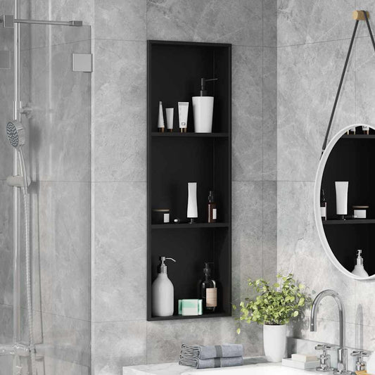 Shower Niche Black 90 x 30 x 9.5 cm Stainless Steel