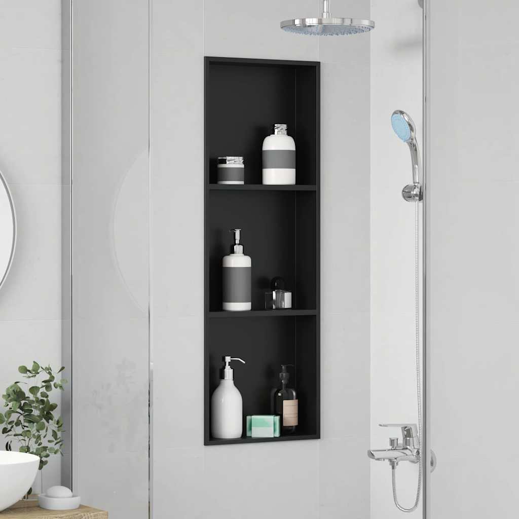 Shower Niche Black 90 x 30 x 9.5 cm Stainless Steel