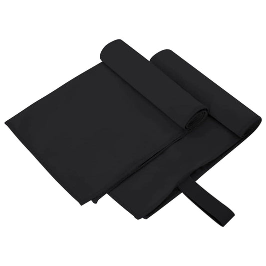 Sports Towels 2 pcs Black 50 x 30 cm Polyester and polyamide