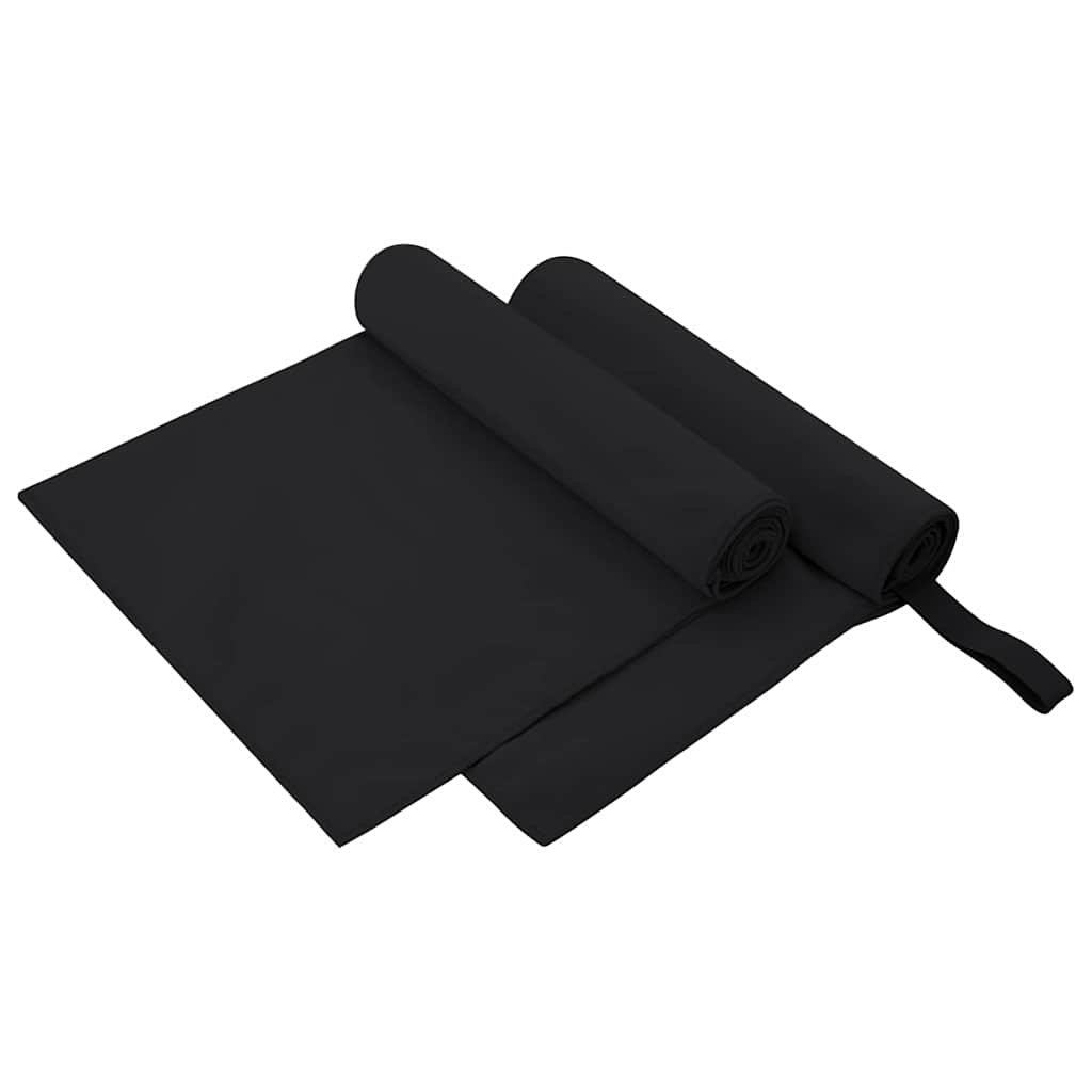 Sports Towels 2 pcs Black 100 x 50 cm Polyester and polyamide