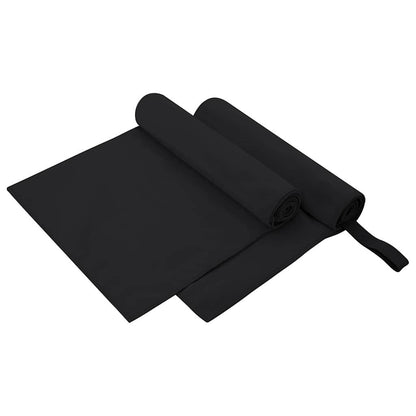 Sports Towels 2 pcs Black 100 x 50 cm Polyester and polyamide