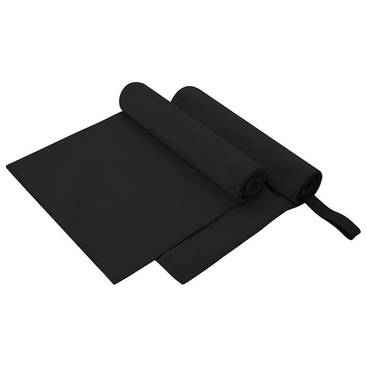 Sports Towels 2 pcs Black 100 x 50 cm Polyester and polyamide