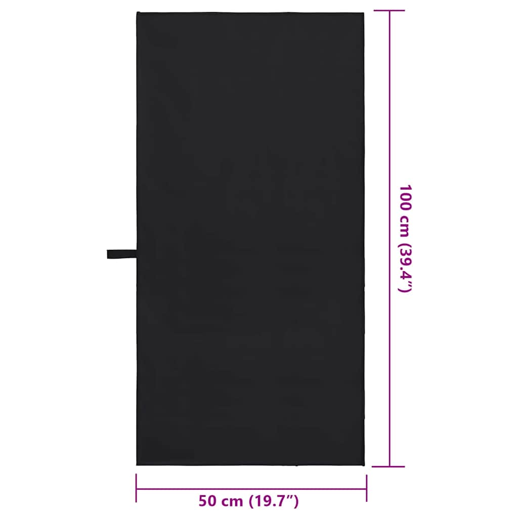 Sports Towels 2 pcs Black 100 x 50 cm Polyester and polyamide