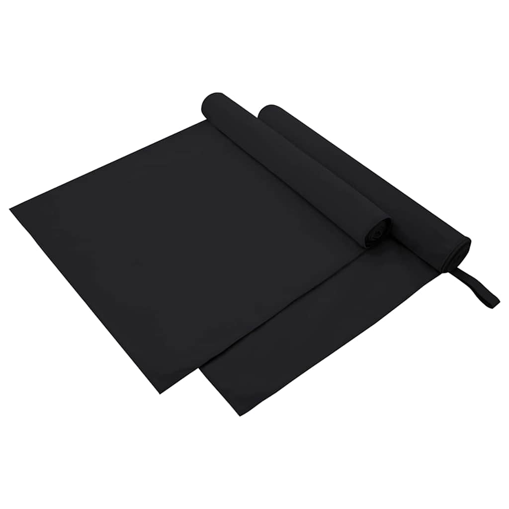 Sports Towels 2 pcs Black 180 x 90 cm Polyester and polyamide
