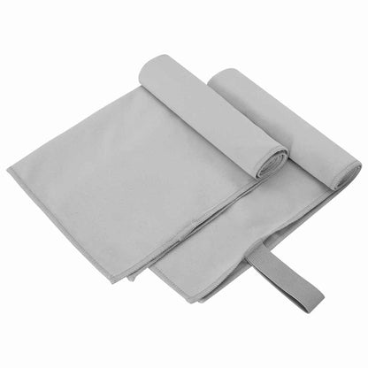 Sports Towels 2 pcs Grey 50 x 30 cm Polyester and polyamide