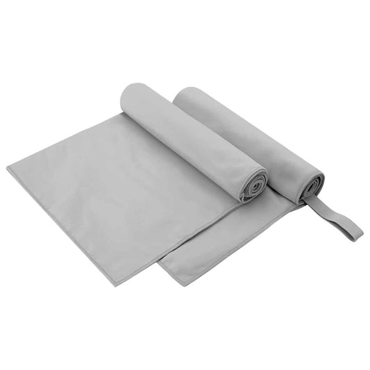 Sports Towels 2 pcs Grey 100 x 50 cm Polyester and polyamide