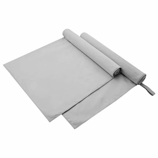 Sports Towels 2 pcs Grey 180 x 90 cm Polyester and polyamide