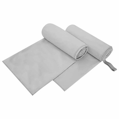 Sports Towels 2 pcs Grey 200 x 100 cm Polyester and polyamide