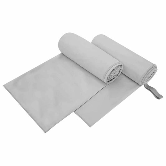 Sports Towels 2 pcs Grey 200 x 100 cm Polyester and polyamide
