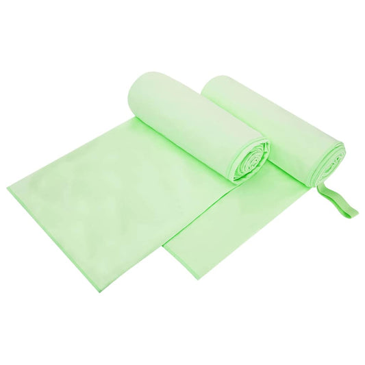 Sports Towels 2 pcs Green 200 x 100 cm Polyester and polyamide