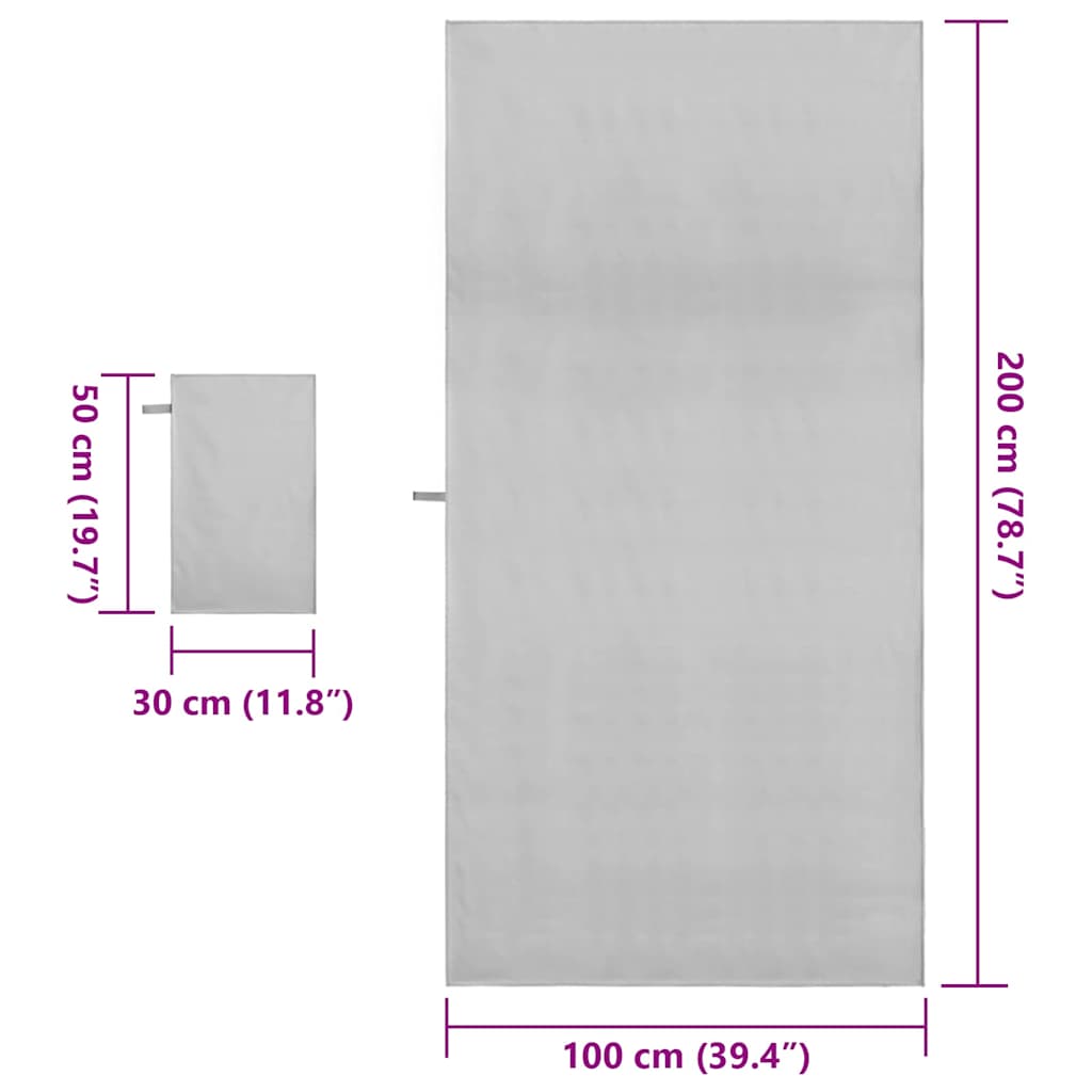 Sports Towel Set 2 pcs Grey Fabric