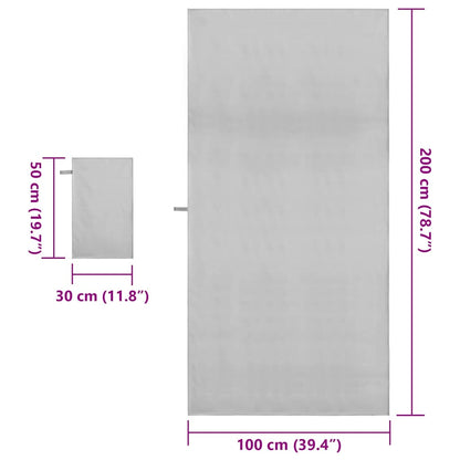 Sports Towel Set 2 pcs Grey Fabric