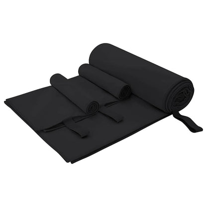 Sports Towel Set 3 pcs Black Polyester and Polyamide