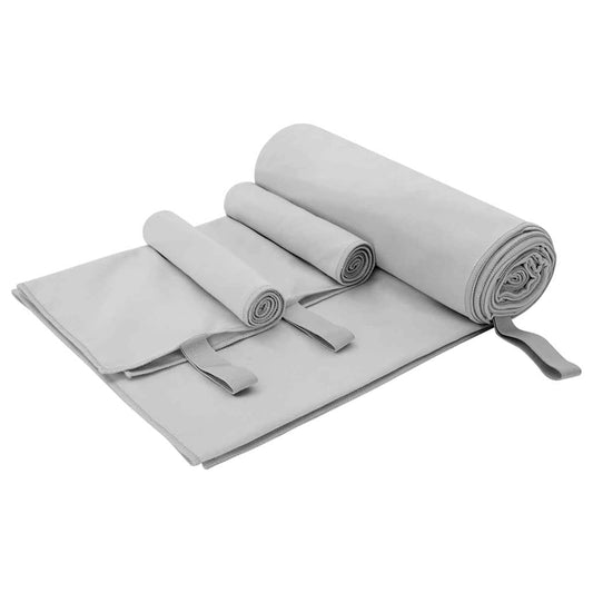 Sports Towel Set 3 pcs Grey Polyester and Polyamide