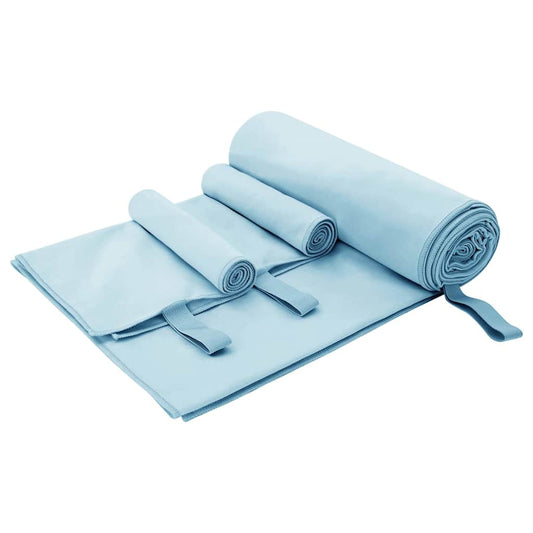 Sports Towel Set 3 pcs Blue Polyester and Polyamide