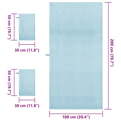 Sports Towel Set 3 pcs Blue Polyester and Polyamide