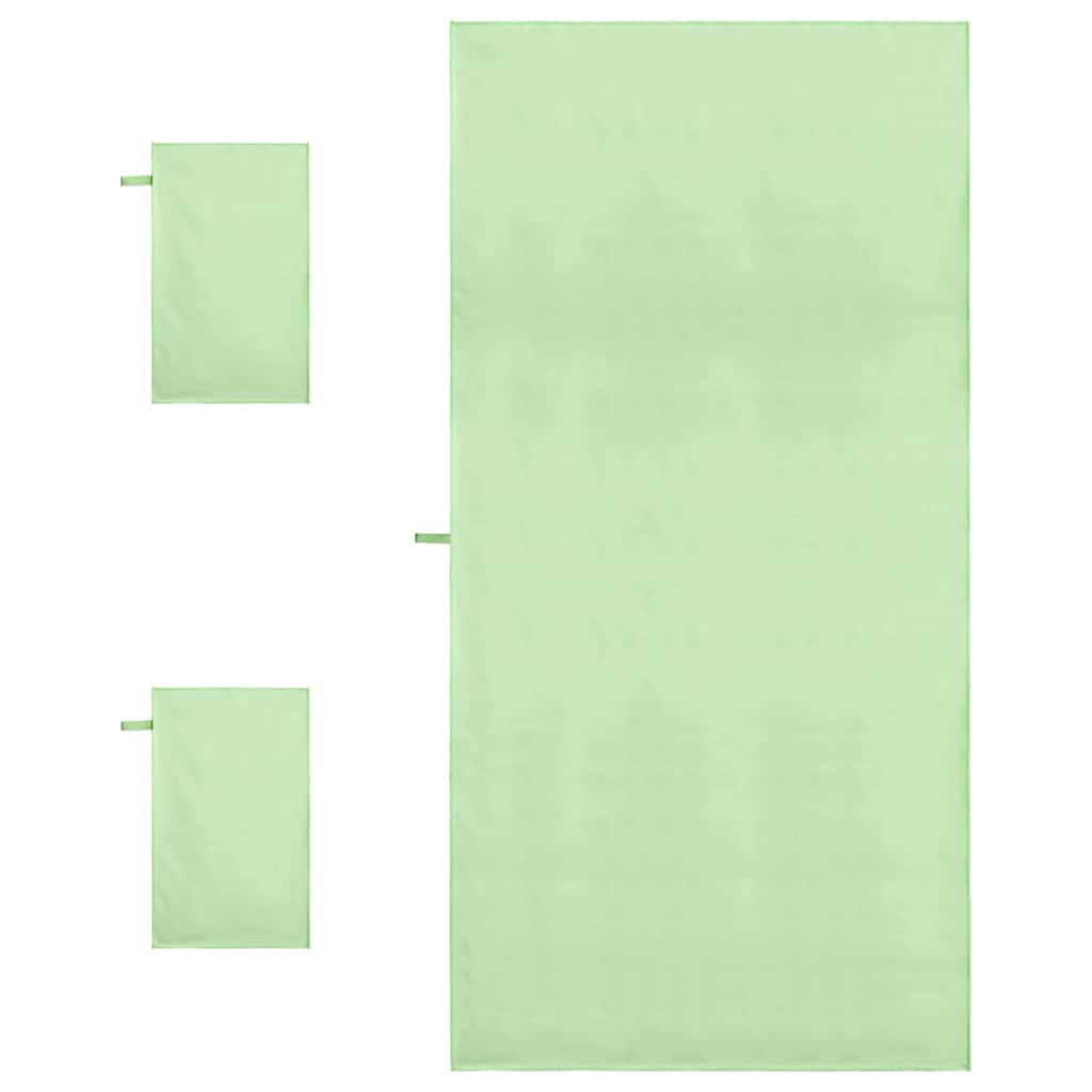 Sports Towel Set 3 pcs Green Polyester and Polyamide