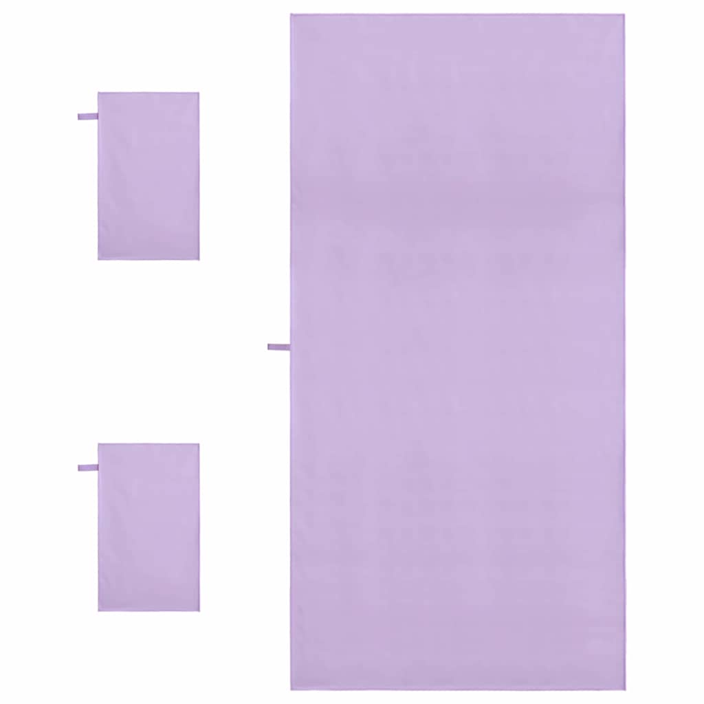 Sports Towel Set 3 pcs Purple Polyester and Polyamide