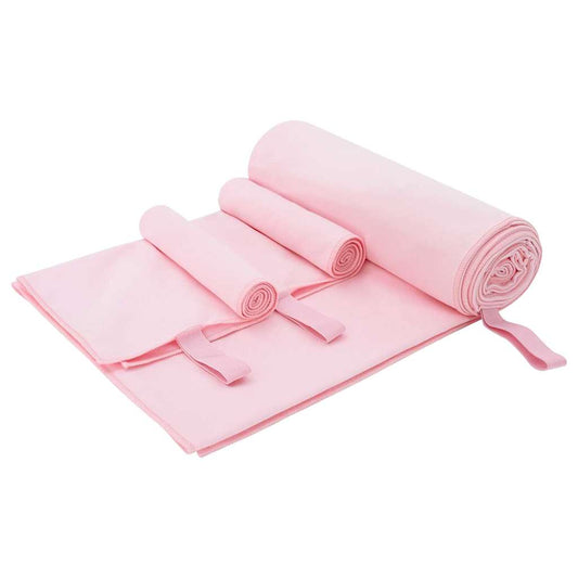 Sports Towel Set 3 pcs Pink Polyester and Polyamide