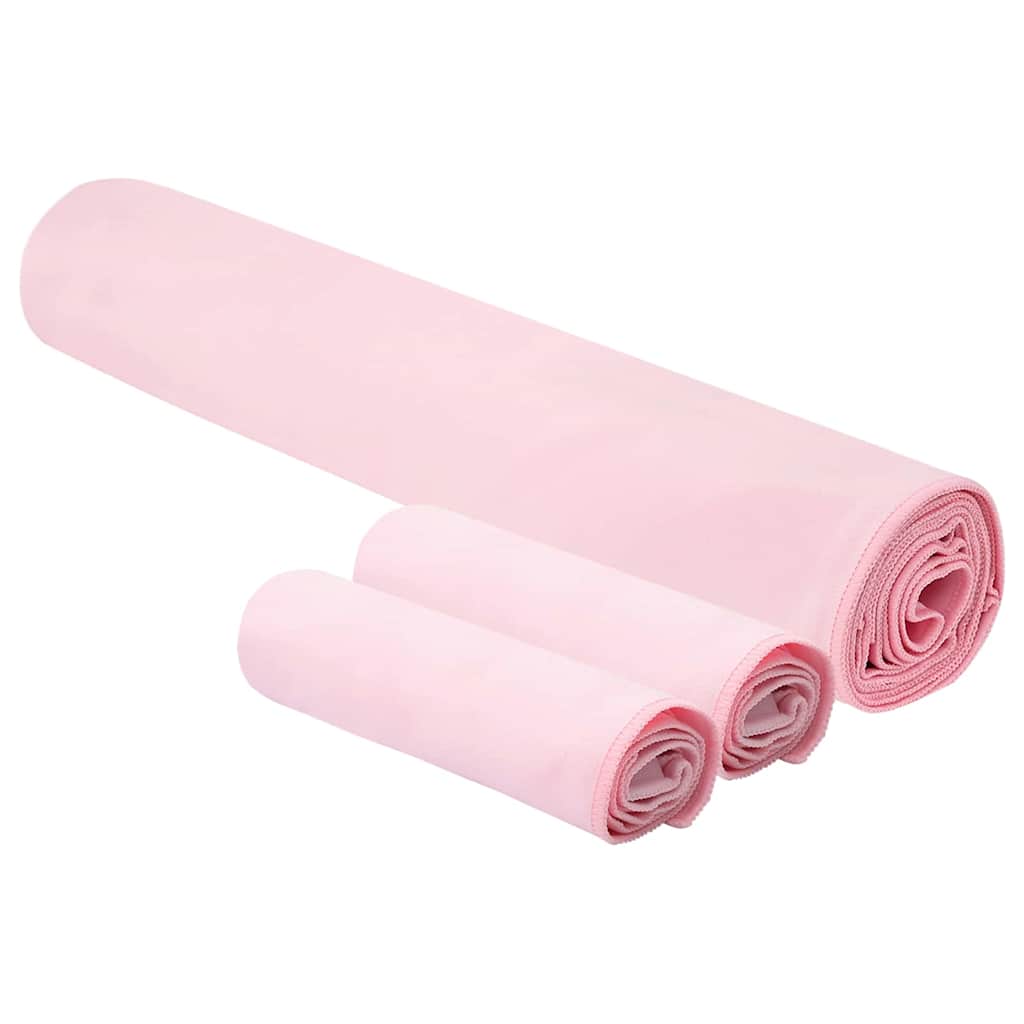 Sports Towel Set 3 pcs Pink Polyester and Polyamide