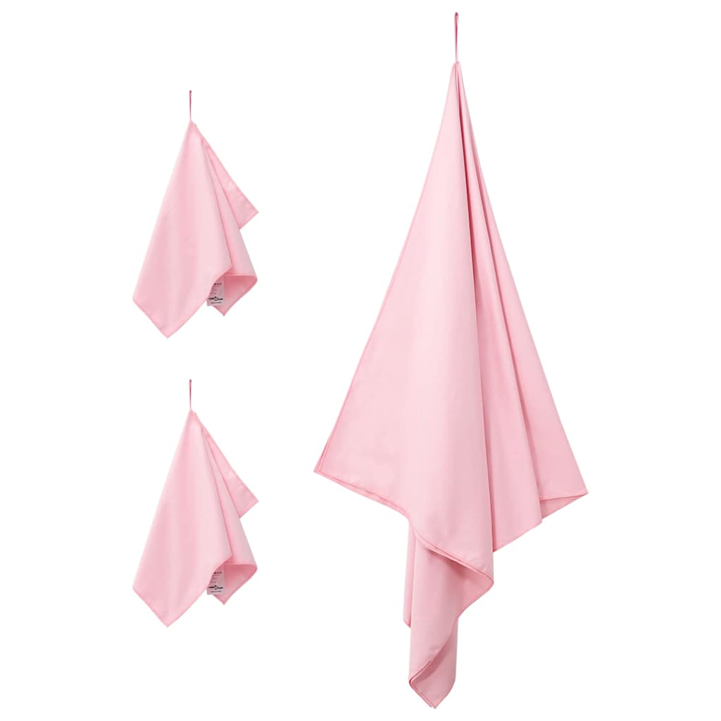 Sports Towel Set 3 pcs Pink Polyester and Polyamide