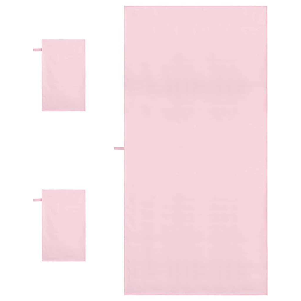Sports Towel Set 3 pcs Pink Polyester and Polyamide