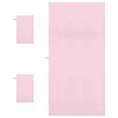 Sports Towel Set 3 pcs Pink Polyester and Polyamide