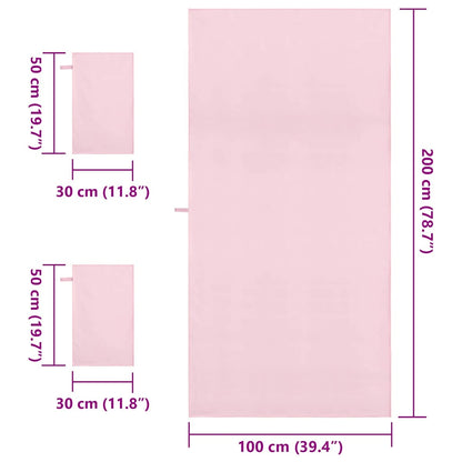 Sports Towel Set 3 pcs Pink Polyester and Polyamide