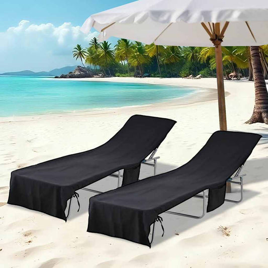 Sunlounger Towels 2 pcs Black 210 x 75 cm
