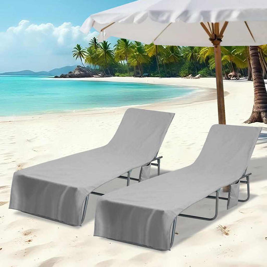 Sunlounger Towels 2 pcs Dark grey 210 x 75 cm