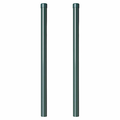 Fence Posts 2 pcs Green 50 cm Powder-coated steel