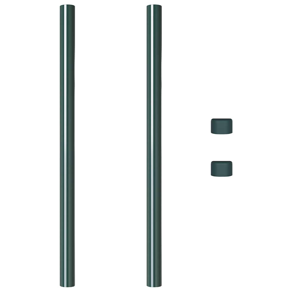 Fence Posts 2 pcs Green 50 cm Powder-coated steel