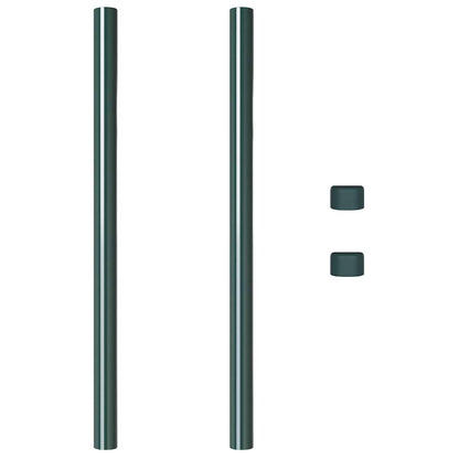 Fence Posts 2 pcs Green 50 cm Powder-coated steel