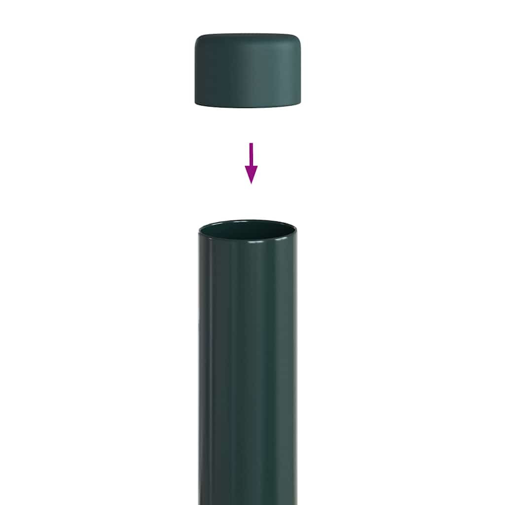Fence Posts 2 pcs Green 50 cm Powder-coated steel