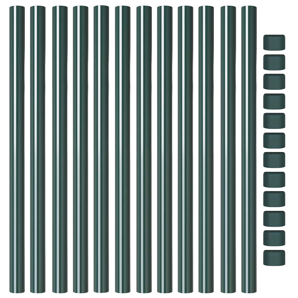 Fence Posts 12 pcs Green 50 cm Powder-coated steel