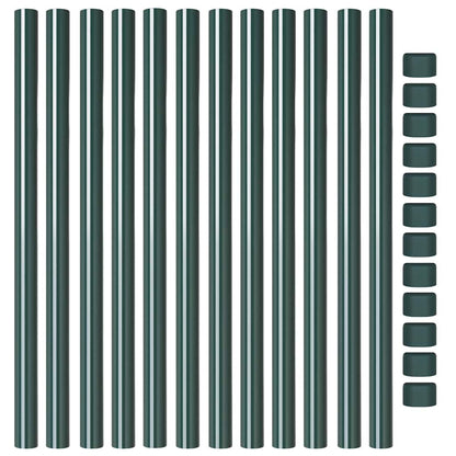 Fence Posts 12 pcs Green 50 cm Powder-coated steel