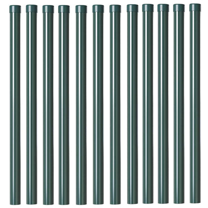 Fence Posts 12 pcs Green 60 cm Powder-coated steel