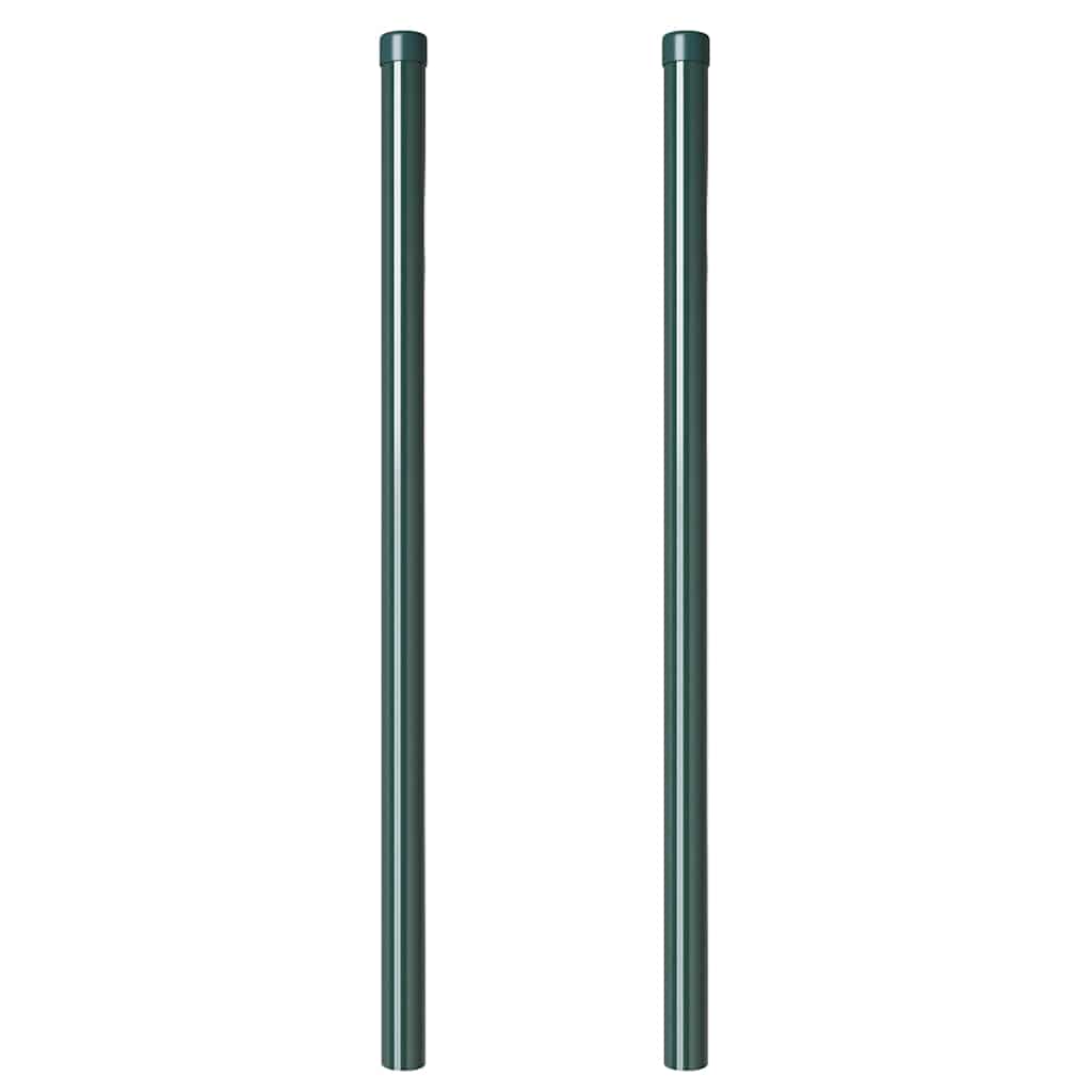Fence Posts 2 pcs Green 100 cm Powder-coated steel