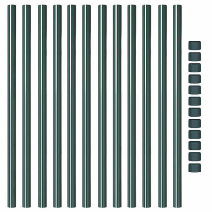 Fence Posts 12 pcs Green 120 cm Powder-coated steel