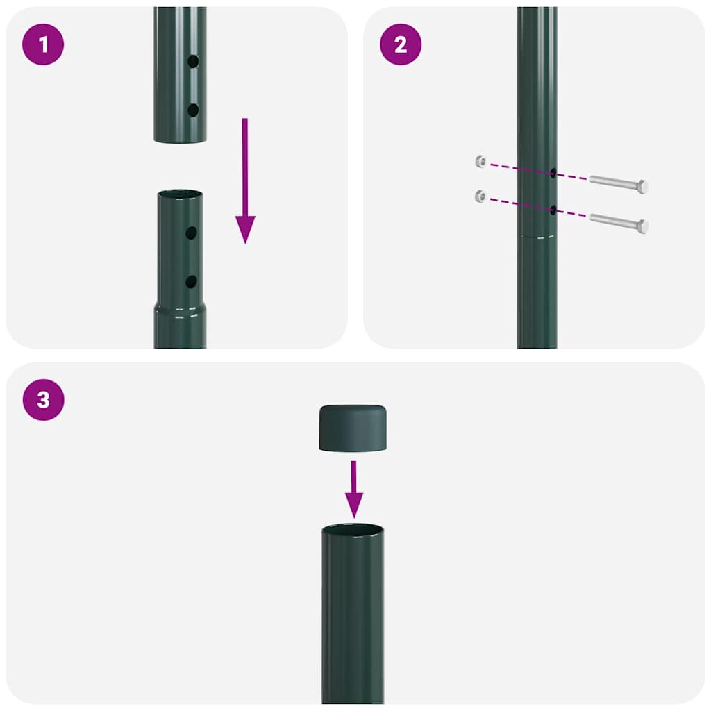 Fence Posts 12 pcs Green 140 cm Powder-coated steel
