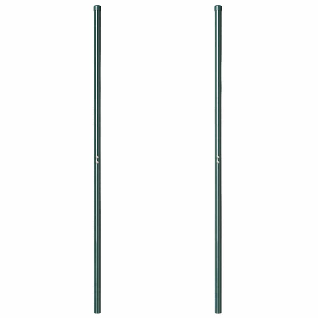 Fence Posts 2 pcs Green 180 cm Powder-coated steel