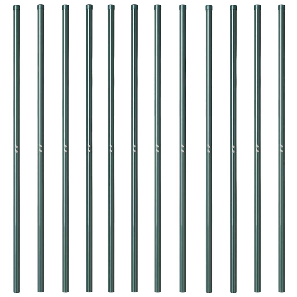Fence Posts 12 pcs Green Powder-coated steel