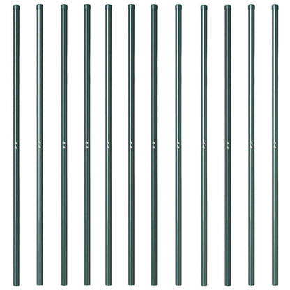 Fence Posts 12 pcs Green Powder-coated steel