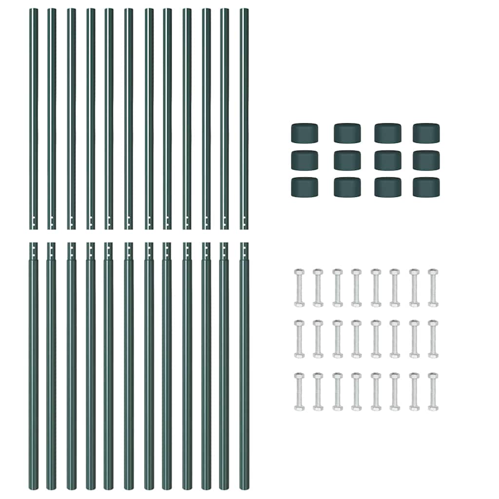 Fence Posts 12 pcs Green Powder-coated steel