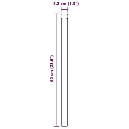 Fence Posts 2 pcs Grey 60 cm Powder-coated steel