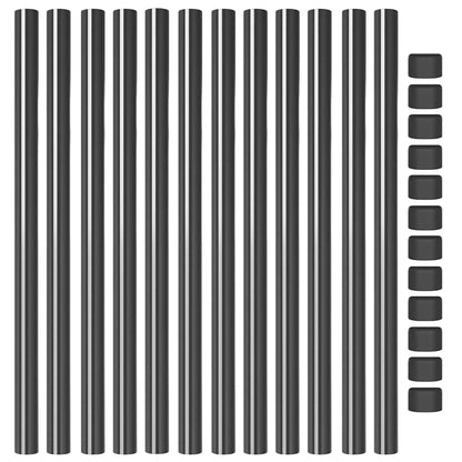 Fence Posts 12 pcs Grey 60 cm Powder-coated steel