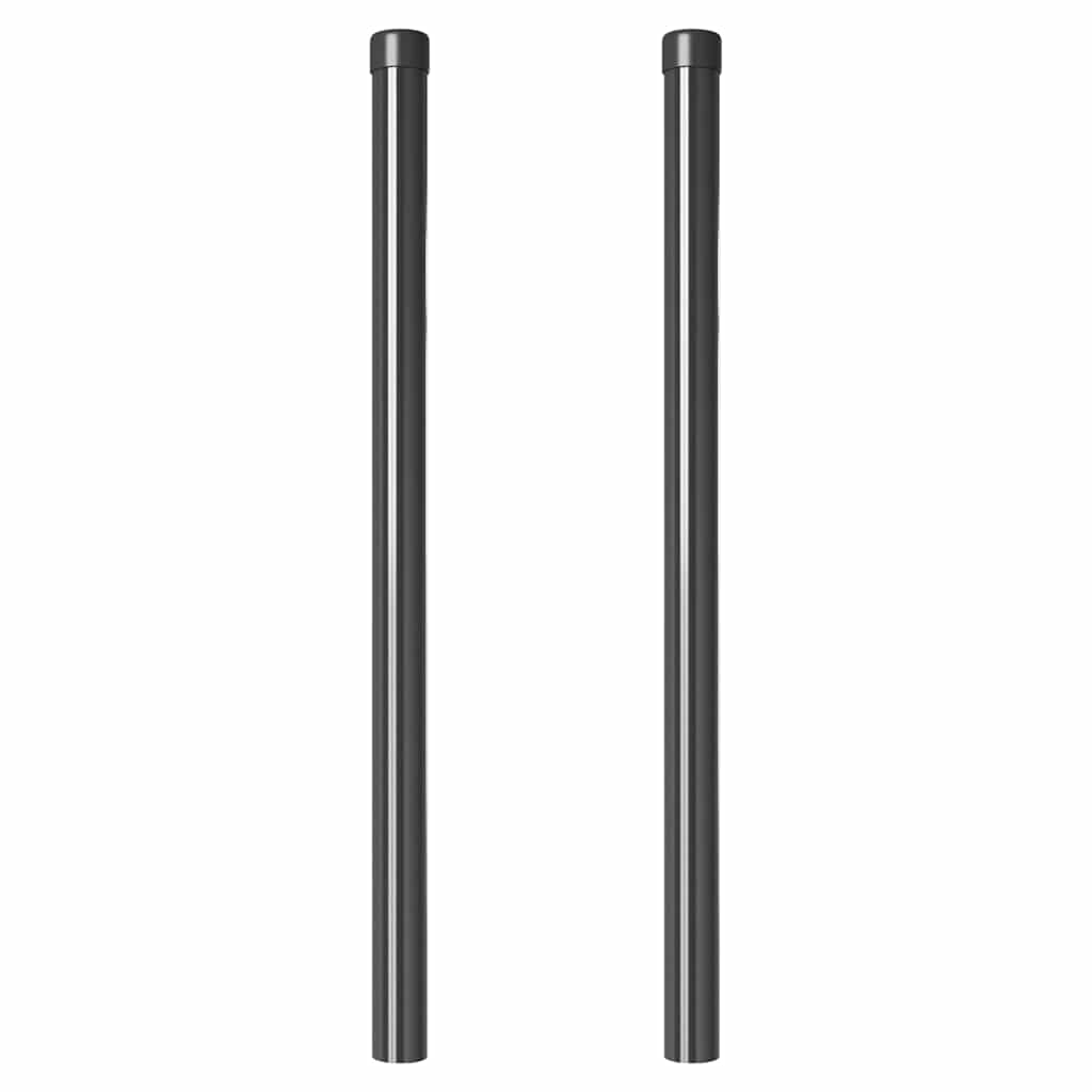 Fence Posts 2 pcs Grey 80 cm Powder-coated steel