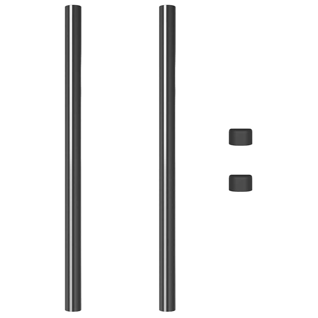Fence Posts 2 pcs Grey 80 cm Powder-coated steel