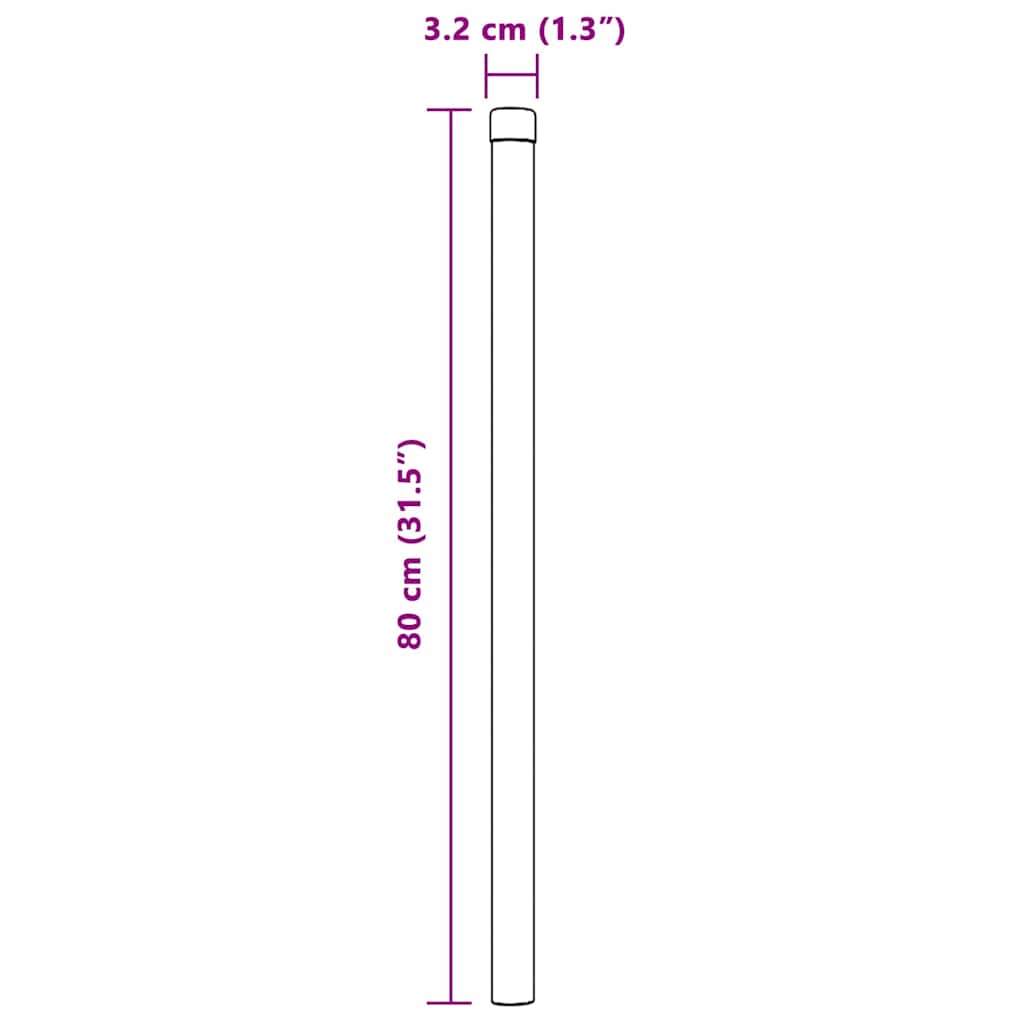 Fence Posts 2 pcs Grey 80 cm Powder-coated steel