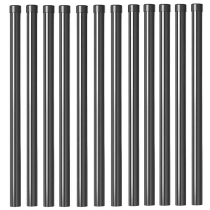 Fence Posts 12 pcs Grey 80 cm Powder-coated steel